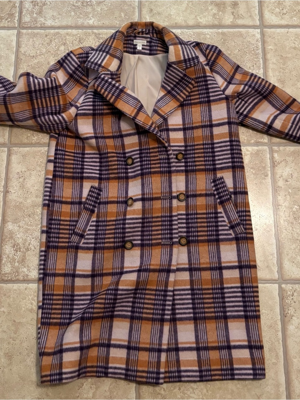 Garnet Hill Plaid Double-Breasted Women's Coat